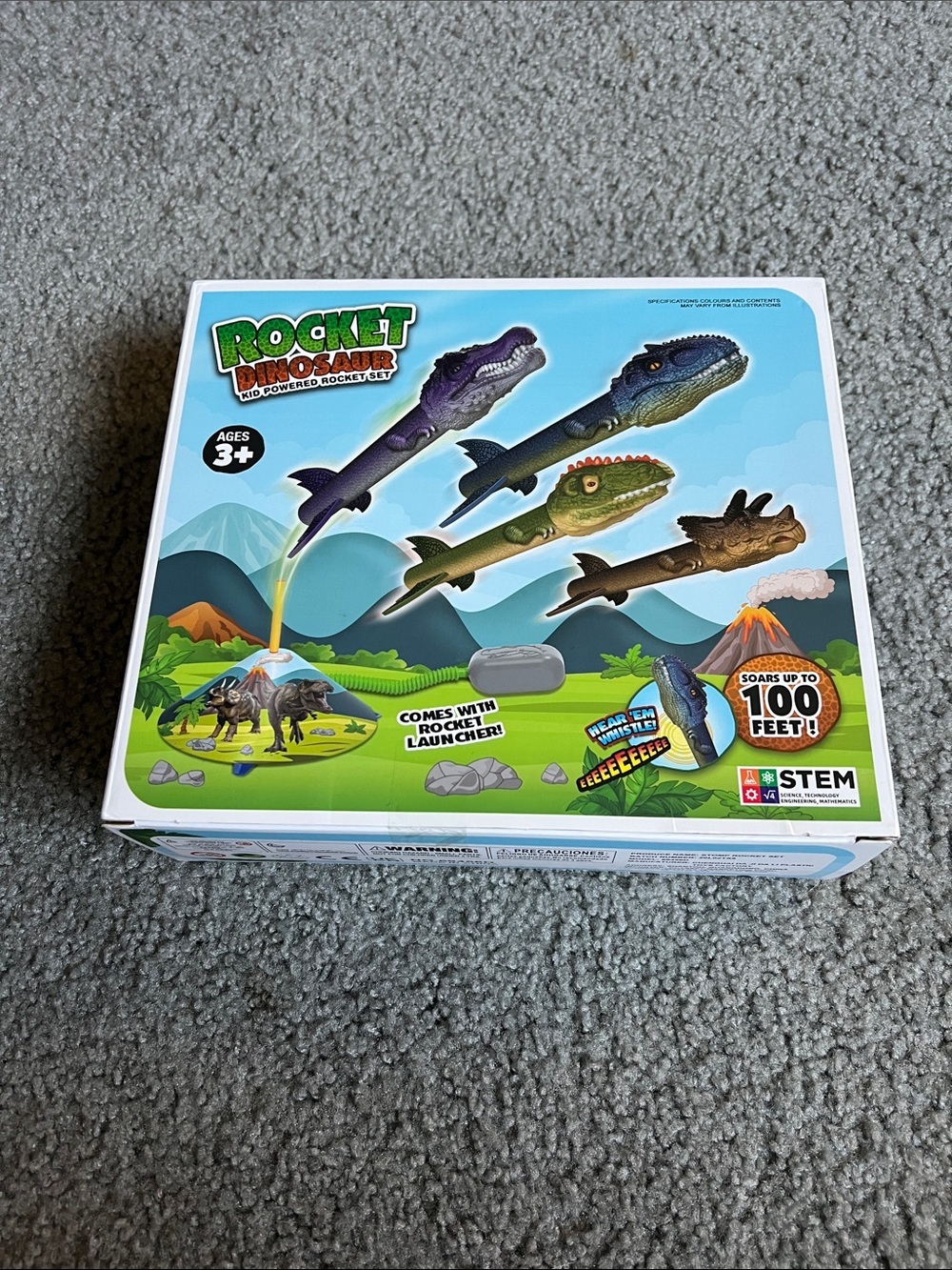Dinosaur Rocket Launcher Toy Set 4 Rockets Outdoor For Kids Ages 3-6